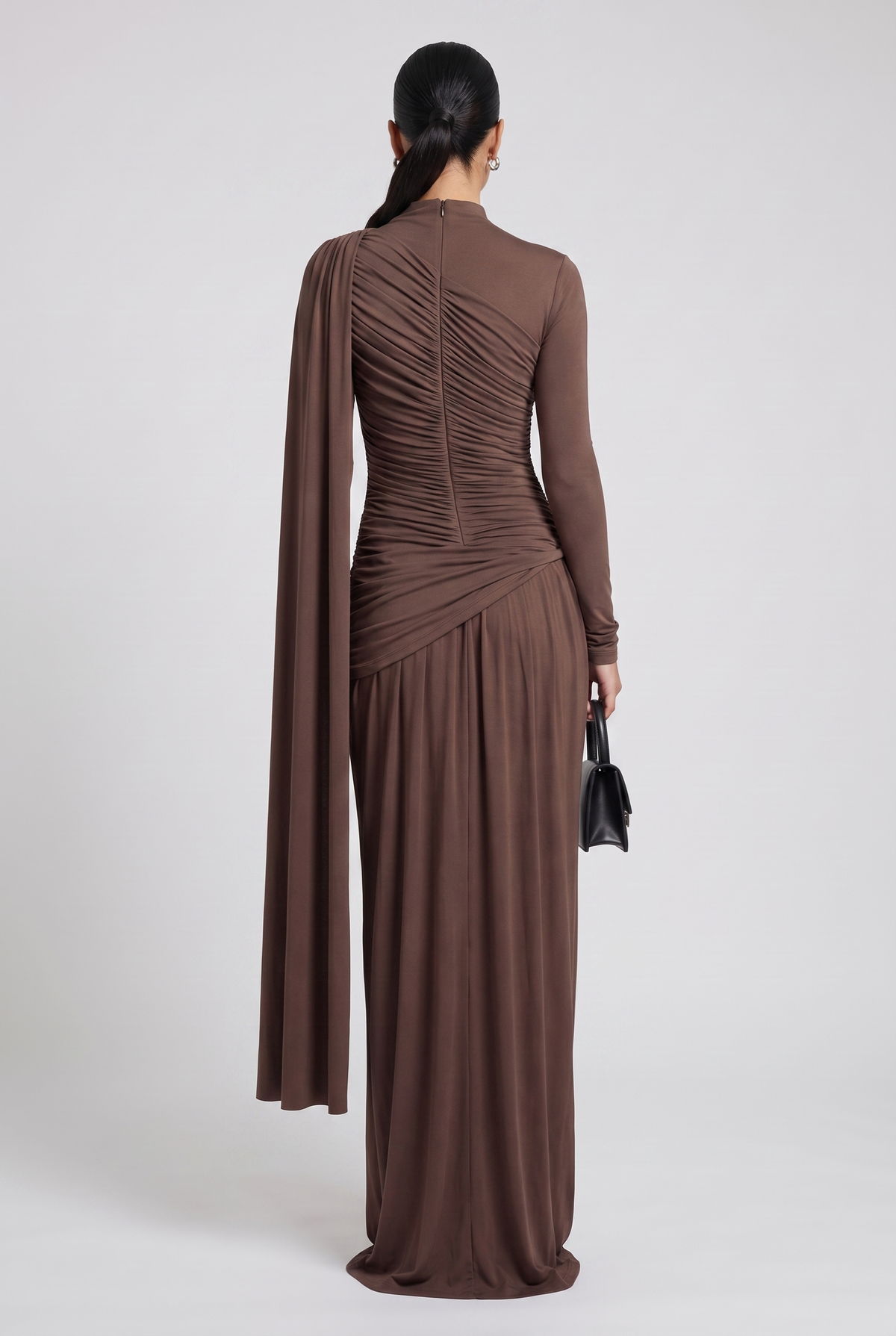 Women's Slim Fit Long Sleeve Pleated Formal Dress