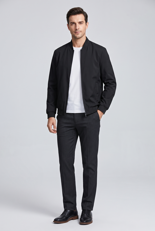 Men's Slim Fit Stand Collar Cotton Jacket