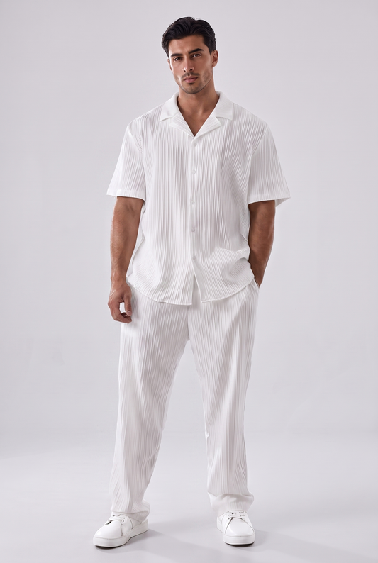 Men's Casual Cotton Shirt and Trousers Set