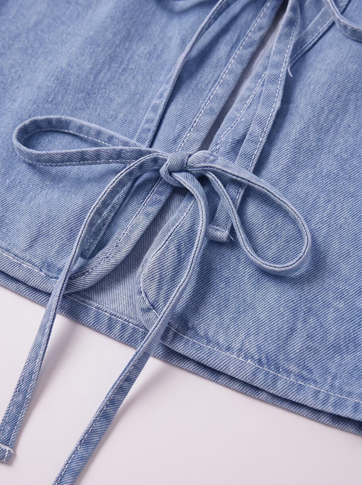 Women's Casual Denim Sleeveless Top with Bow Ties