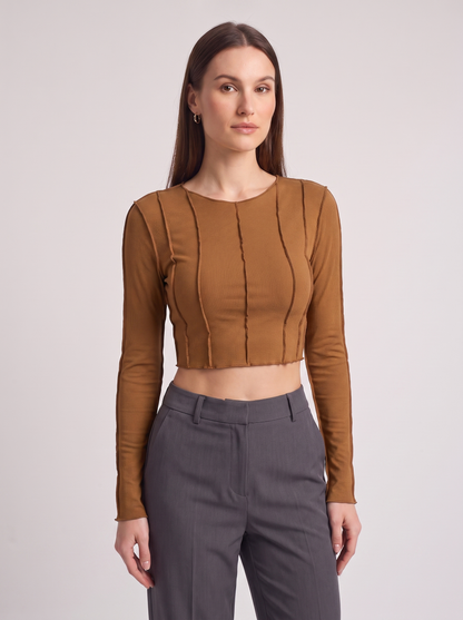 Women's Slim Cotton Long Sleeve Crop Top