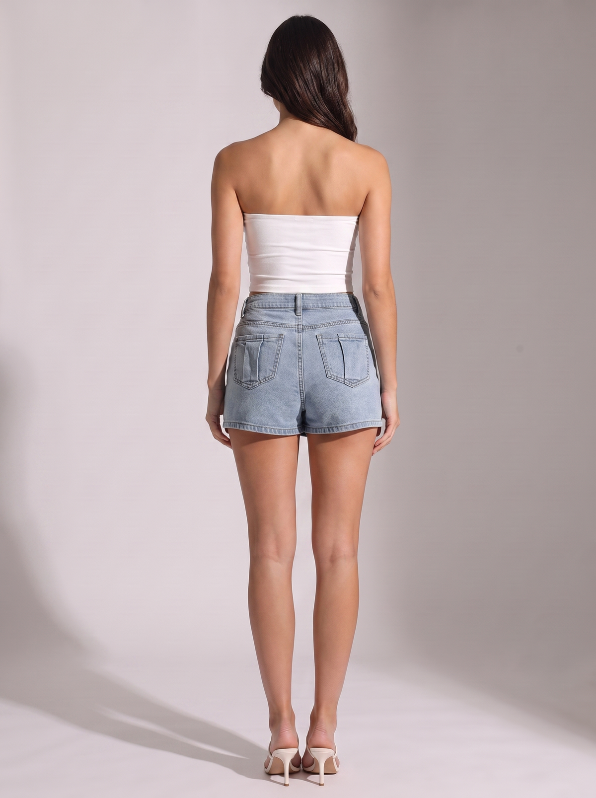 Women's Vintage Denim Overlap Waist Mini Skort