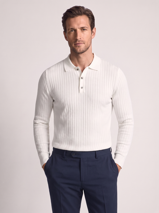 Men's Slim Fit Cotton Long Sleeve Polo Shirt
