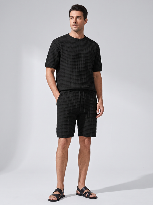 Men's Casual Cotton Shirt and Shorts Set