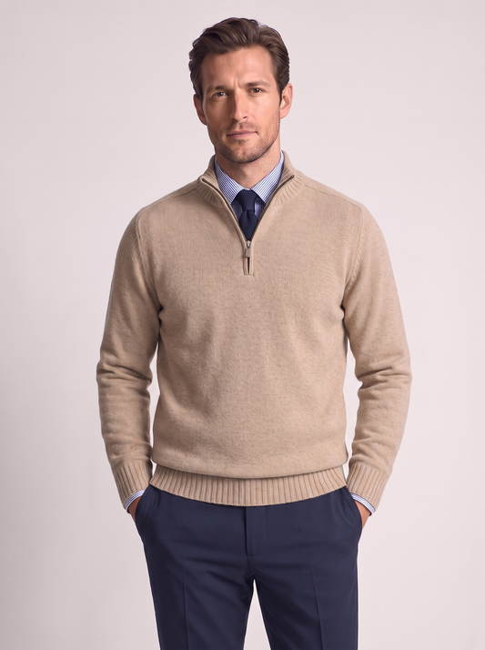 Men's Slim Fit Stand Collar Zipper Knit Sweater
