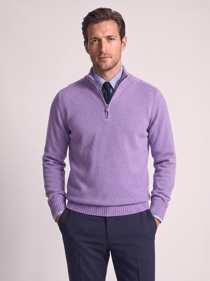 Men's Slim Fit Stand Collar Zipper Knit Sweater