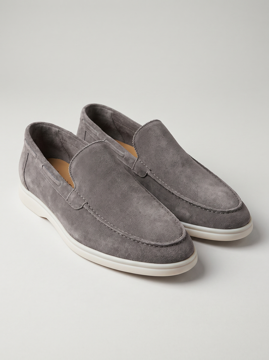 Men's Casual Suede Slip-On Shoes with Square Flat Heel
