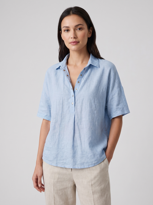 Women's Classic Cotton Collar Button-Up Blouse
