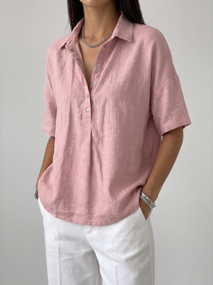 Women's Classic Cotton Collar Button-Up Blouse