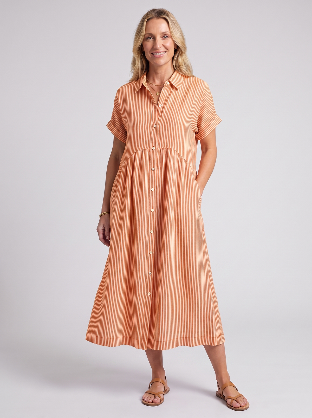 Women's Casual Lightweight Striped Short Sleeve Dress