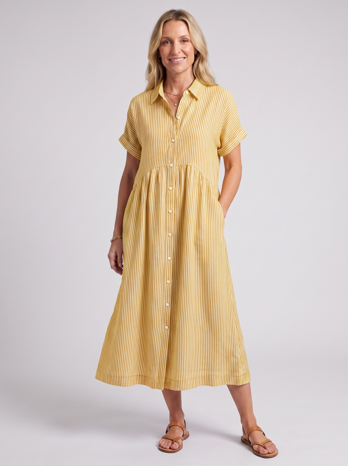 Women's Casual Lightweight Striped Short Sleeve Dress