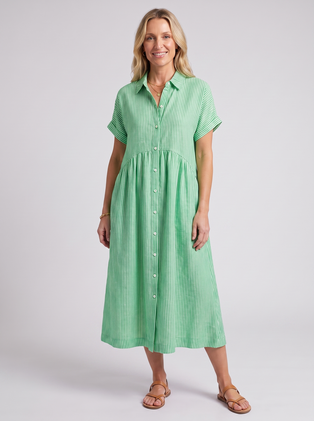 Women's Casual Lightweight Striped Short Sleeve Dress