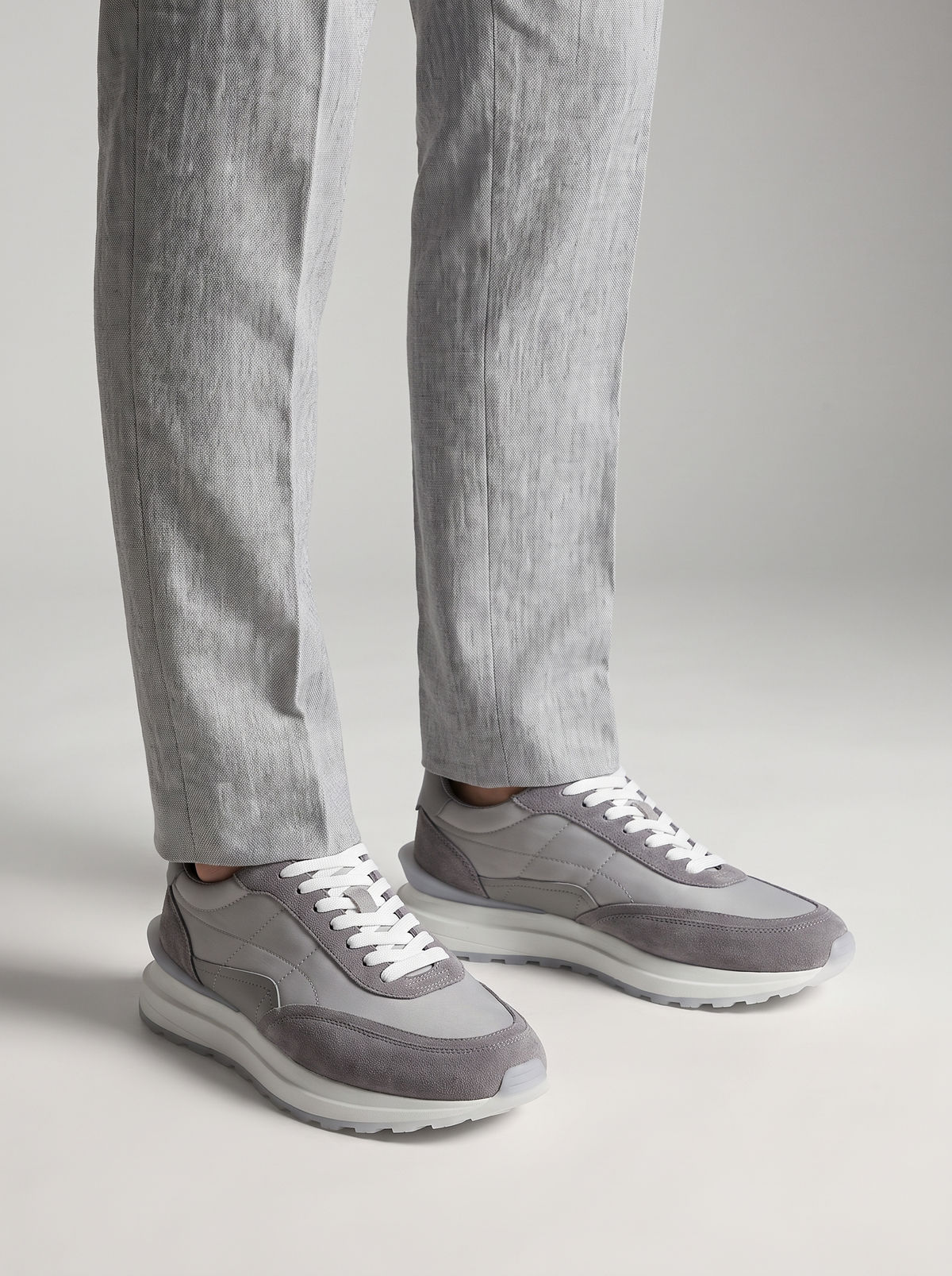 Men's Retro Leather Platform Sneakers