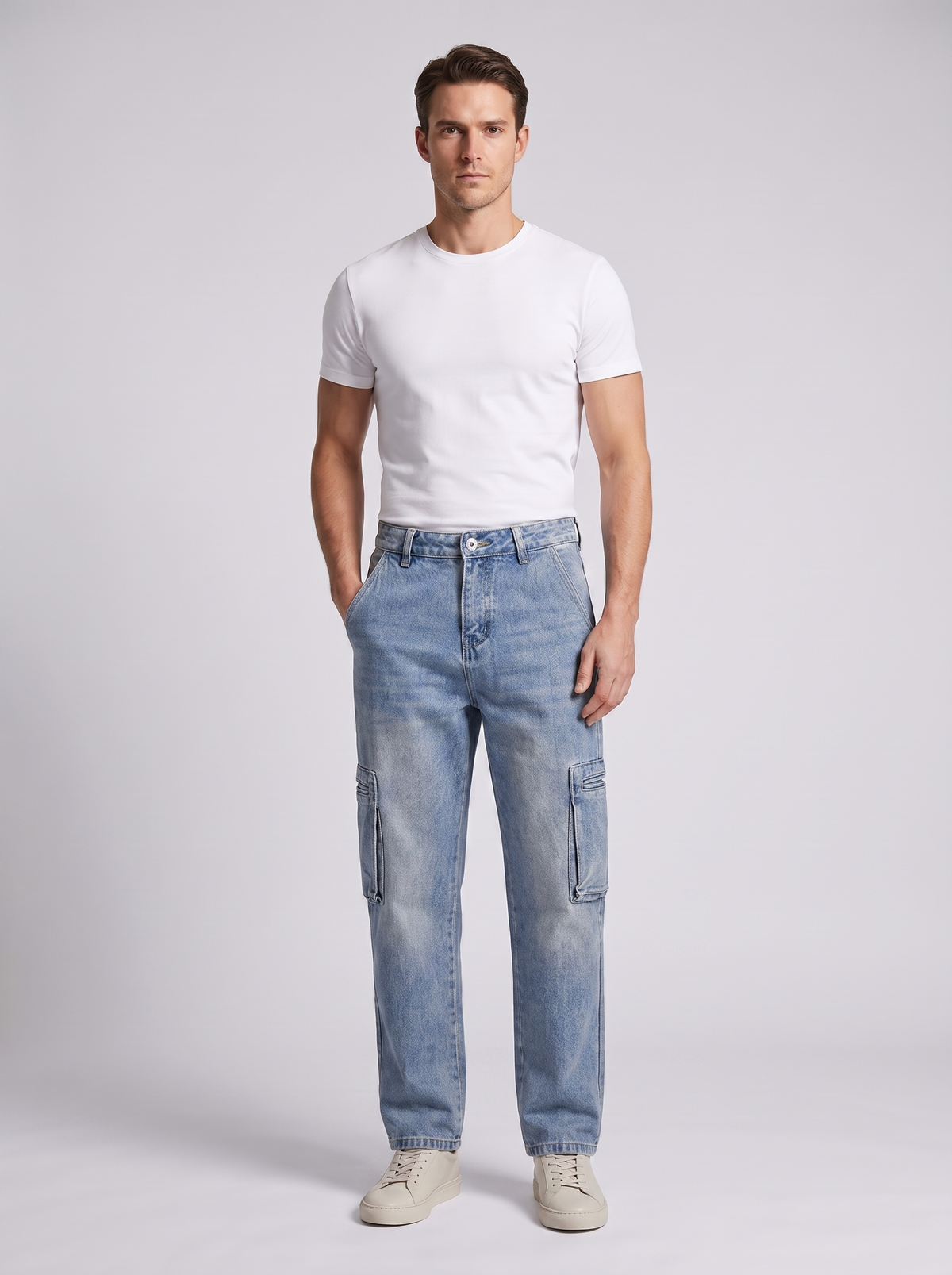 Men's Casual Denim Cargo Jeans