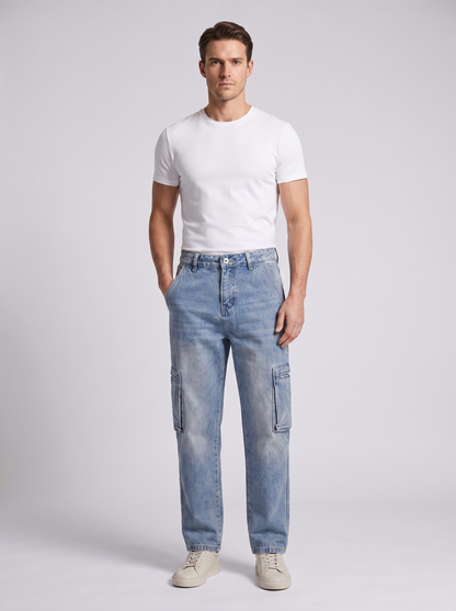Men's Casual Denim Cargo Jeans