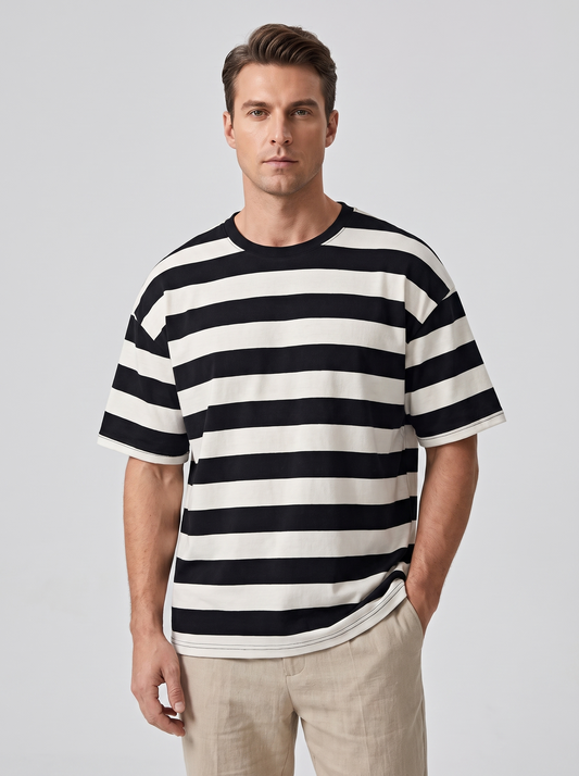 Men's Casual Loose Cotton Round Neck Short Sleeve Top