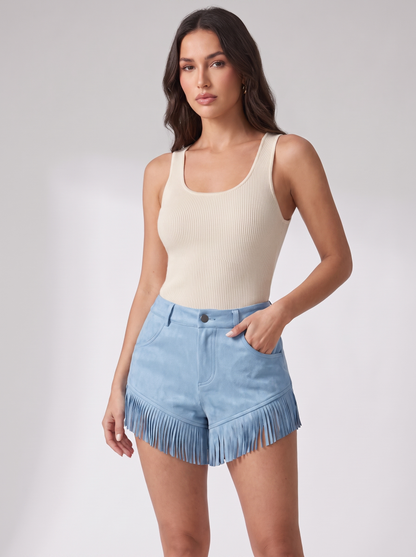 Women's Retro Suede Tassel Western Shorts