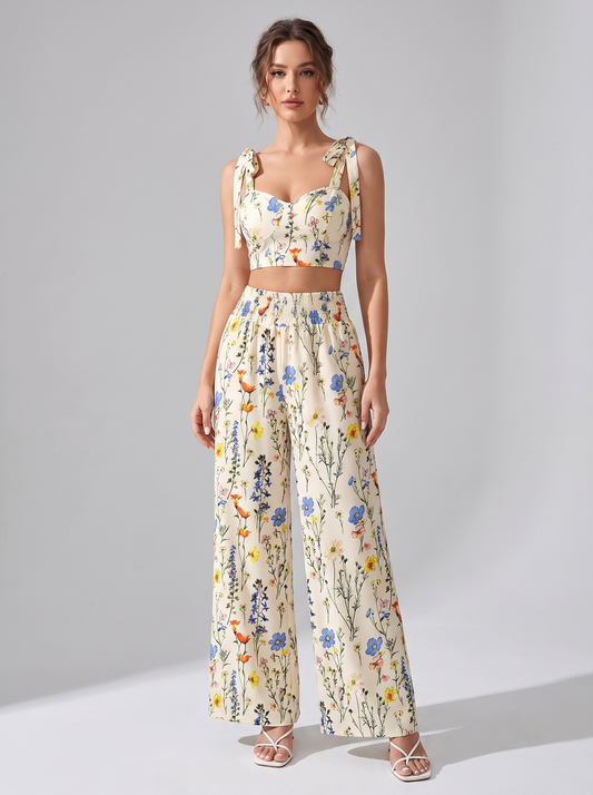 Women's Casual Printed Cotton Camisole and Pants Set