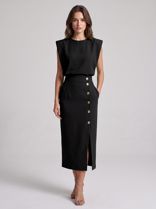Women's Casual Sleeveless Cotton Midi Dress