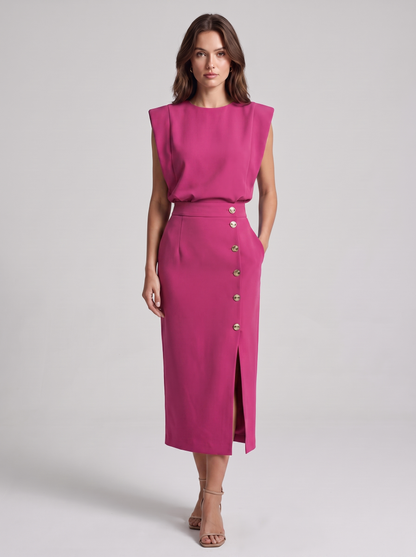 Women's Casual Sleeveless Cotton Midi Dress