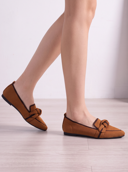 Women's Chic Leather Ballet Flats with Button Details