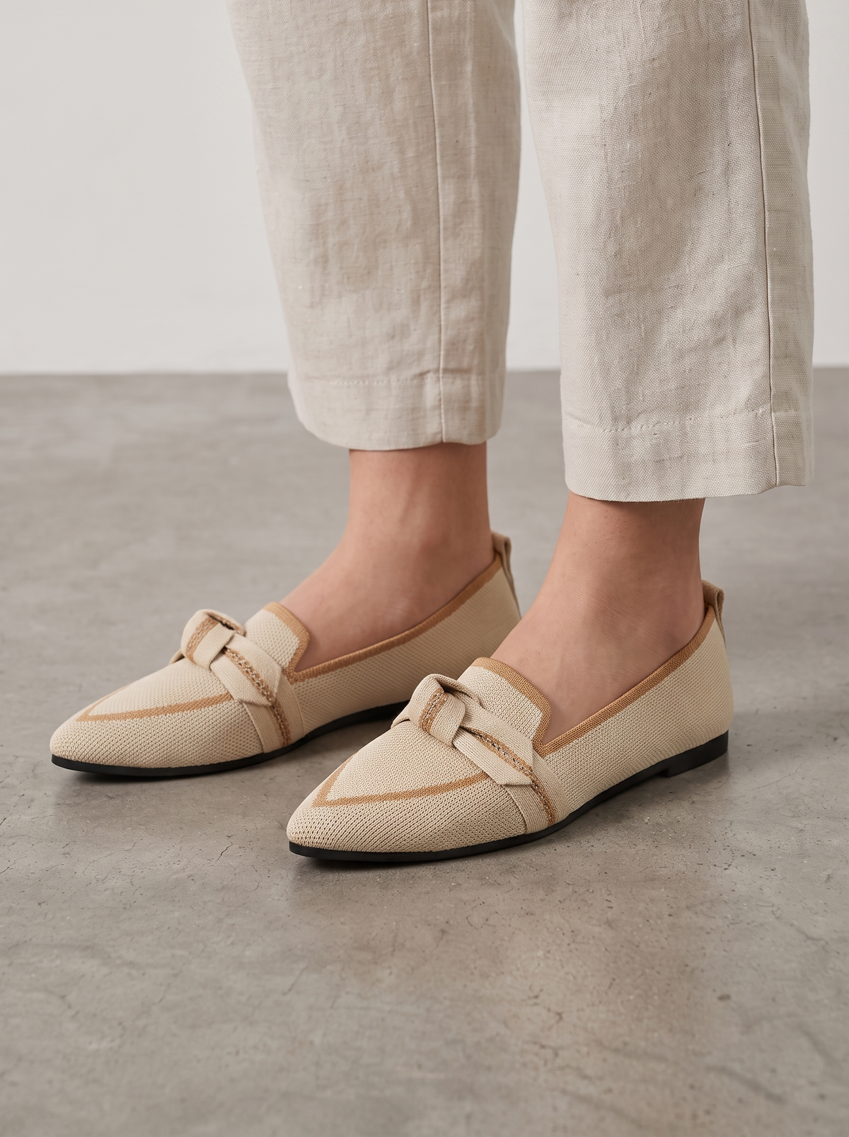 Women's Chic Leather Ballet Flats with Button Details