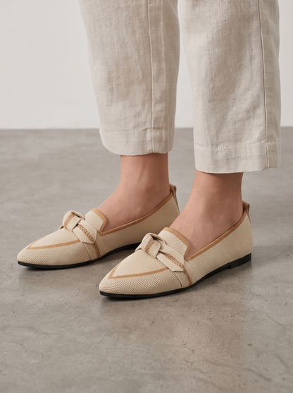 Women's Chic Leather Ballet Flats with Button Details