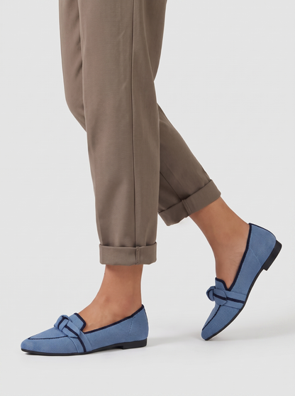 Women's Chic Leather Ballet Flats with Button Details