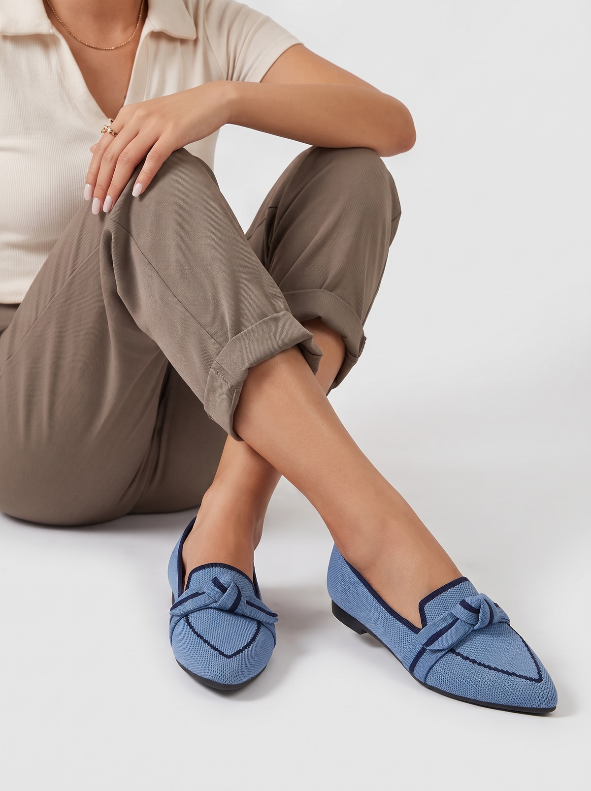 Women's Chic Leather Ballet Flats with Button Details