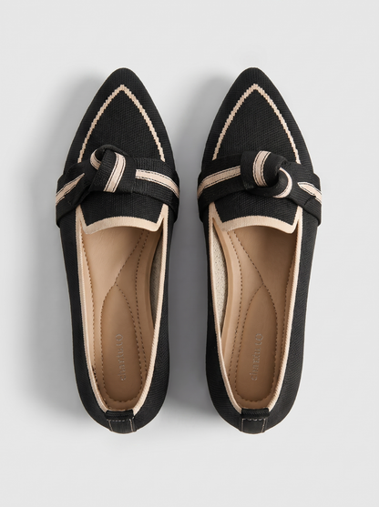Women's Chic Leather Ballet Flats with Button Details