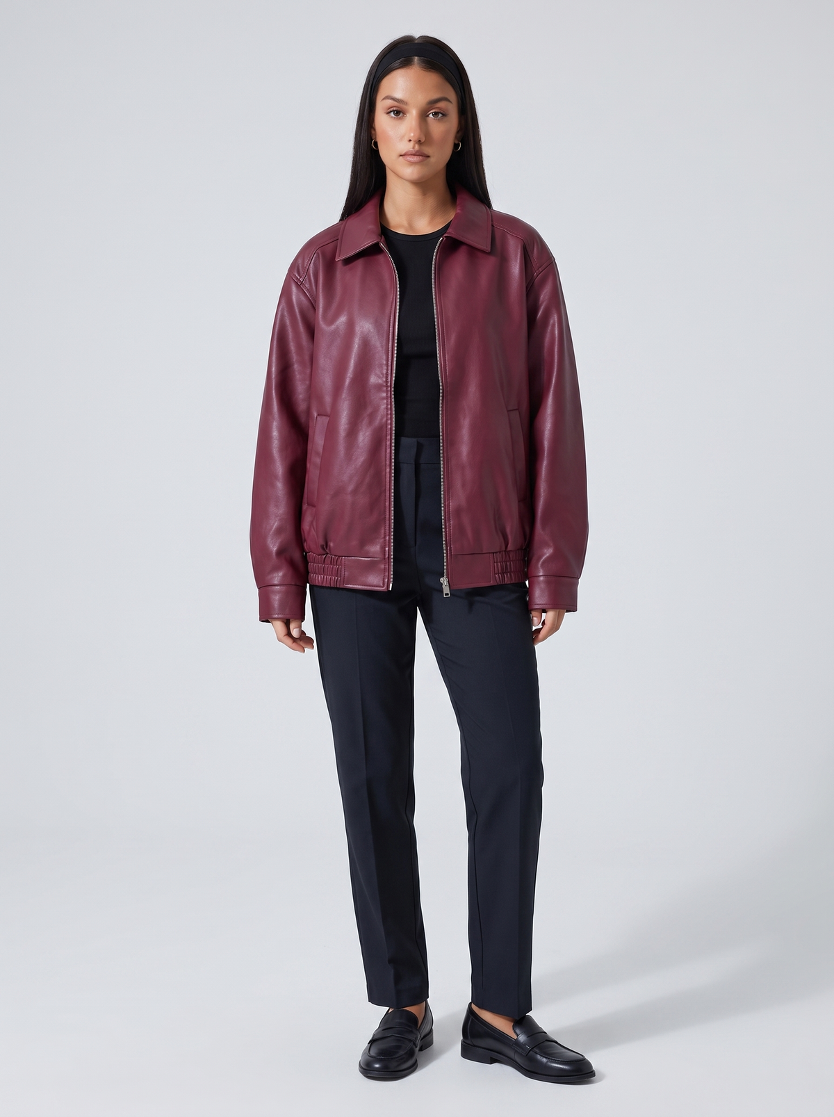 Women's Oversized Leather Biker Jacket