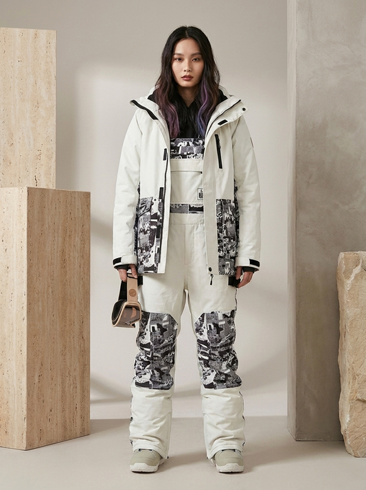 Women's Insulated Waterproof Ski Jacket and Dungarees Set
