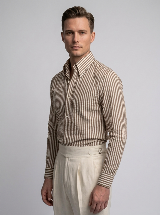 Men's Slim Fit Cotton Striped Dress Shirt