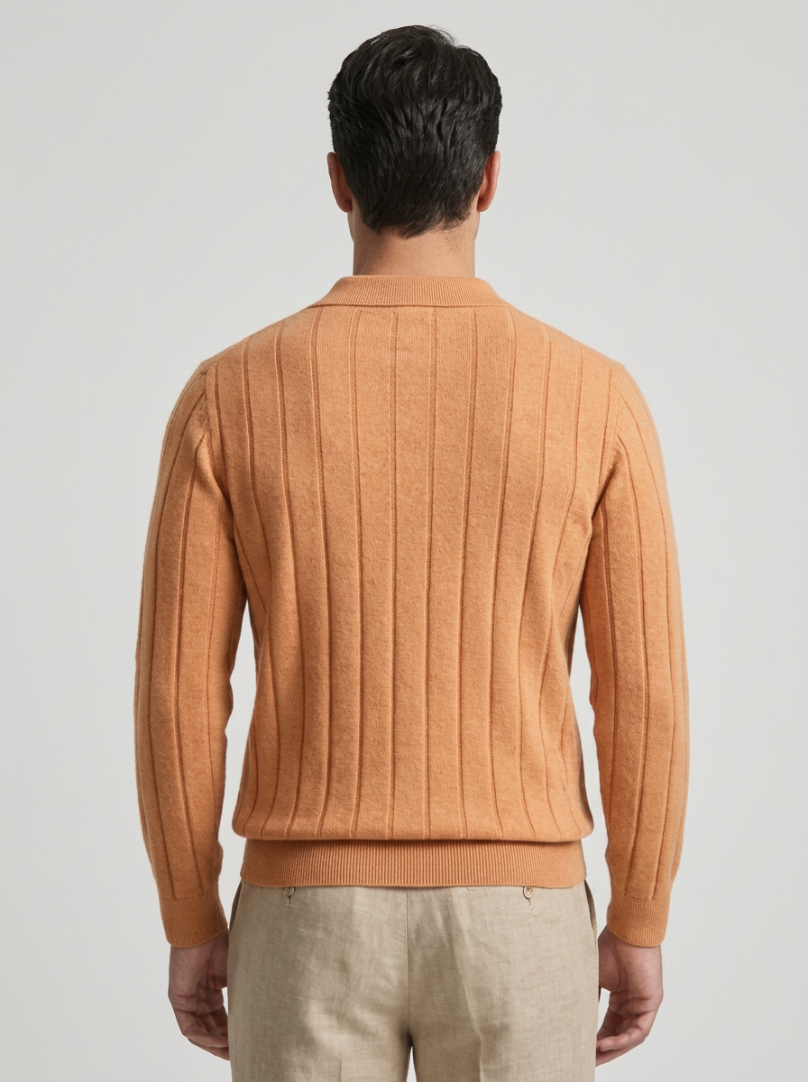 Men's Classic V-Neck Long Sleeve Polo Sweater