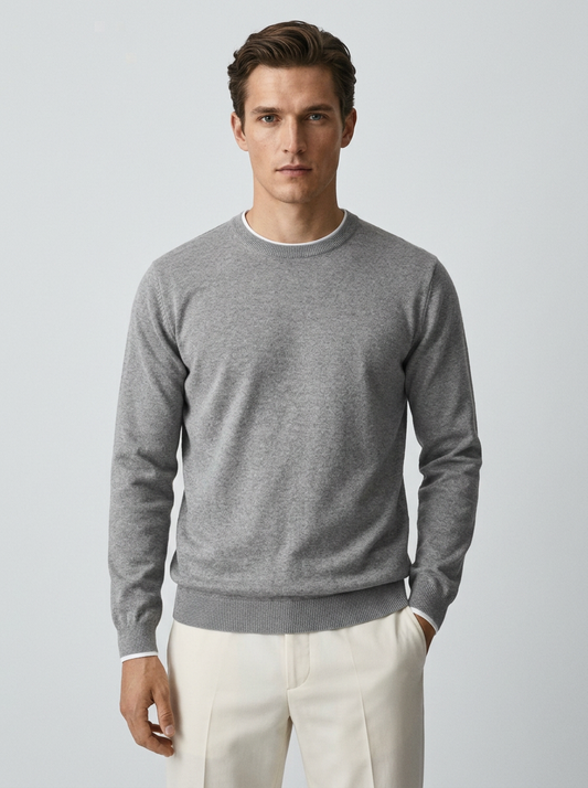 Men's Classic Cotton Round Neck Pullover Sweater