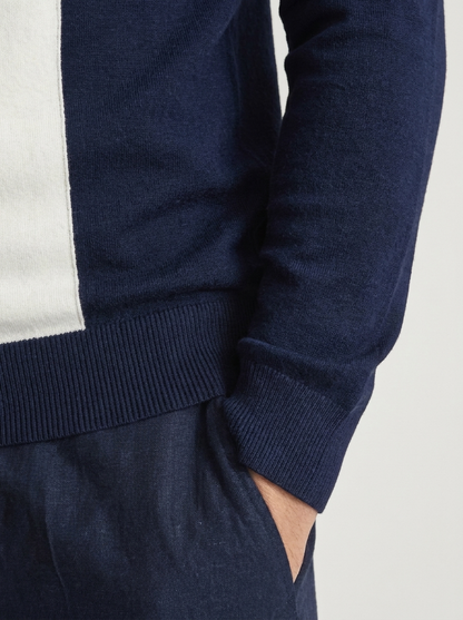 Men's Slim Fit Cotton Quarter-Zip Sweater with Stand Collar