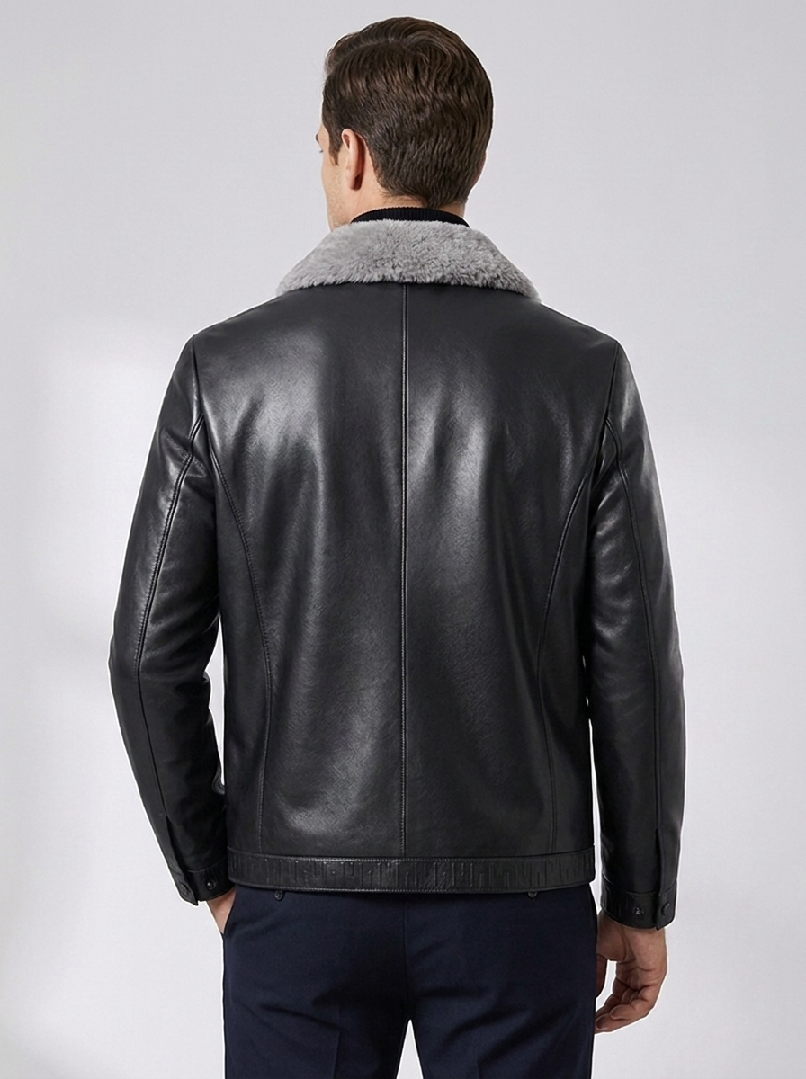 Men's Casual Padded Leather Jacket