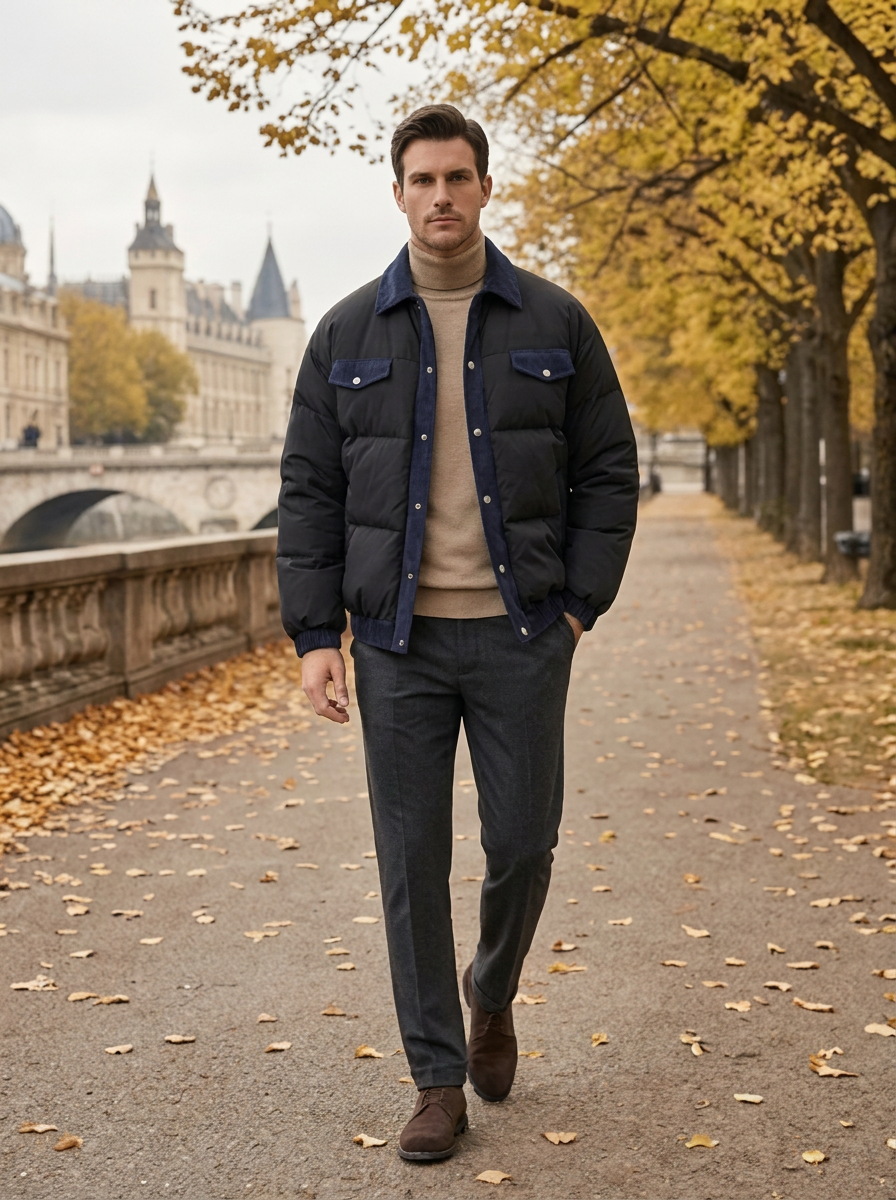 Men's Casual Quilted Puffer Winter Coat