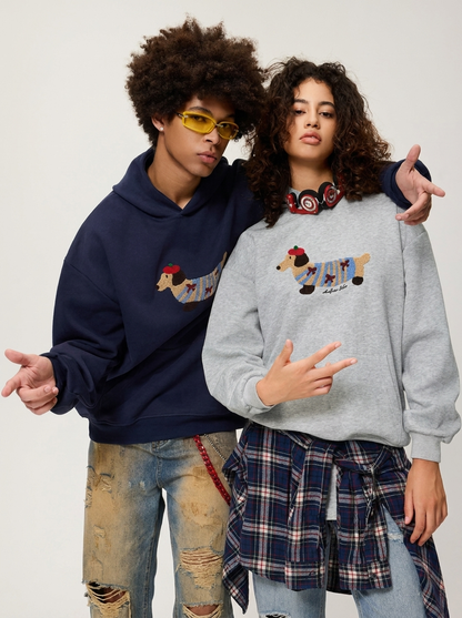 Unisex Oversized Cotton Blend Hoodie with Dachshund Design