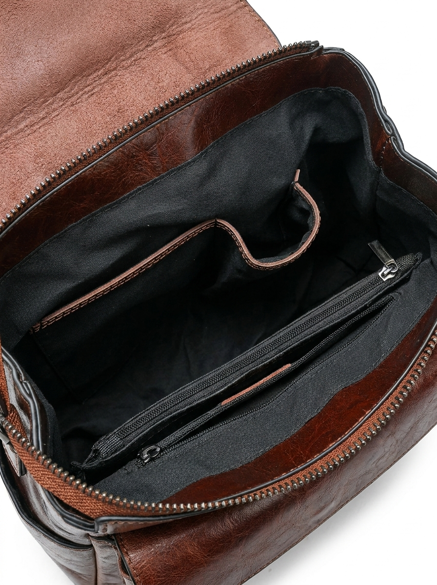 Women's Classic Leather Structured Flap Backpack