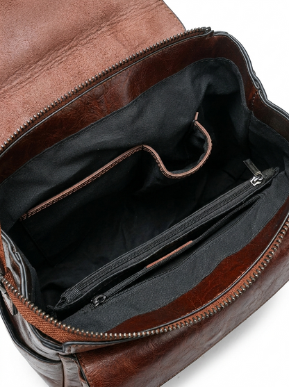 Women's Classic Leather Structured Flap Backpack