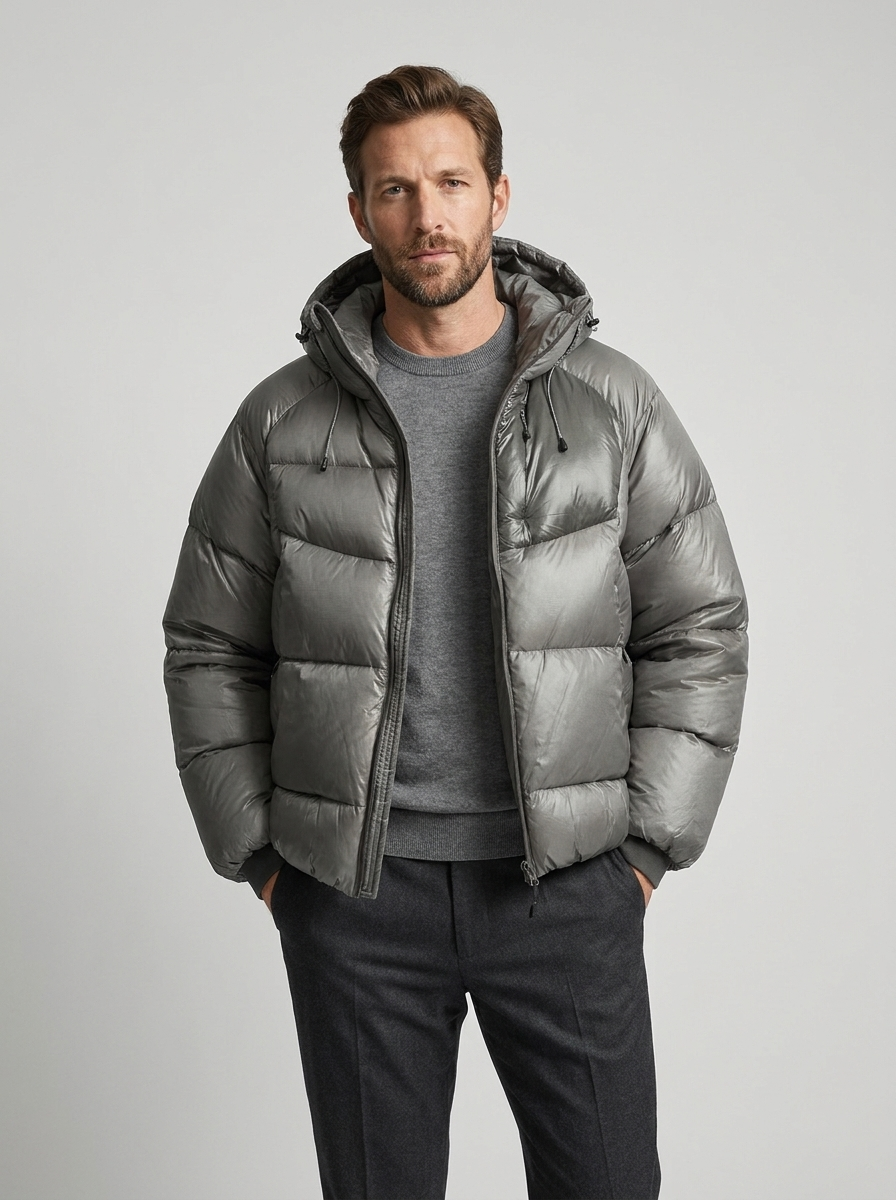 Men's Casual Insulated Down Hooded Puffer Jacket