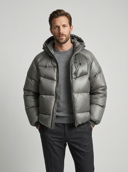 Men's Casual Insulated Down Hooded Puffer Jacket