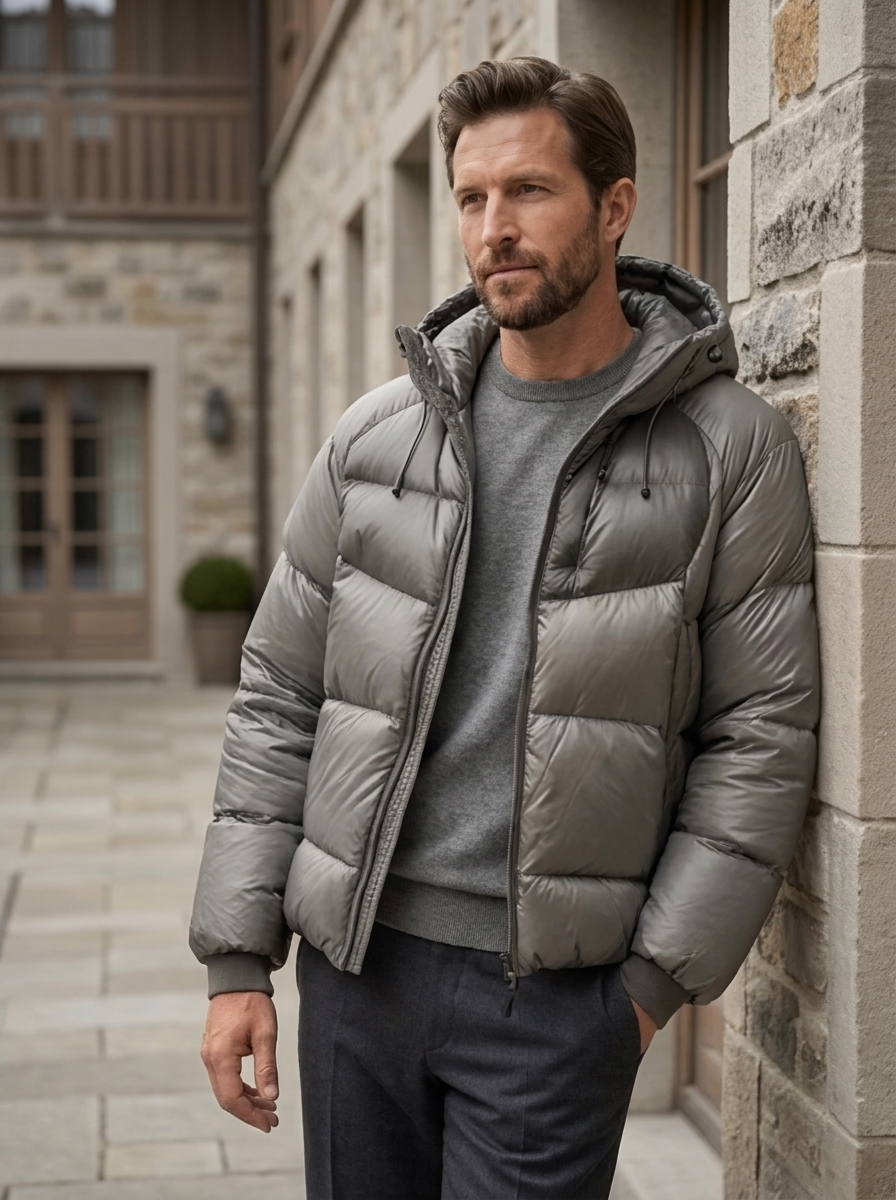 Men's Casual Insulated Down Hooded Puffer Jacket