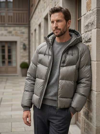 Men's Casual Insulated Down Hooded Puffer Jacket
