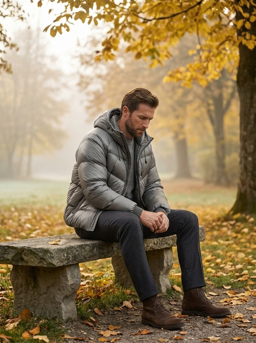Men's Casual Insulated Down Hooded Puffer Jacket