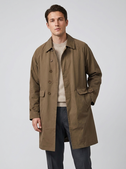 Men's Casual Loose-Fit Cotton Trench Coat