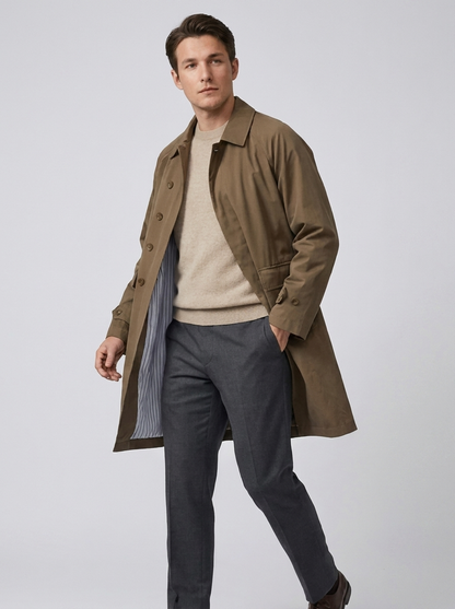 Men's Casual Loose-Fit Cotton Trench Coat
