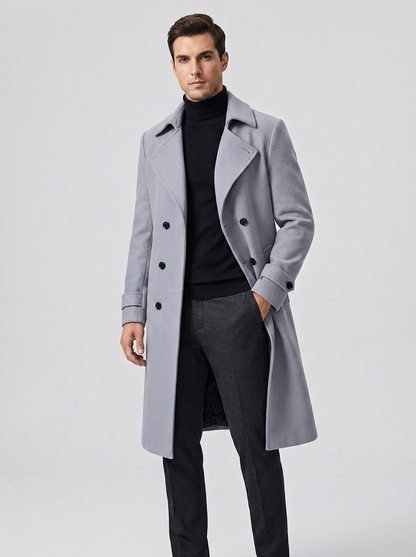 Men's Classic Wool Double Breasted Trench Coat