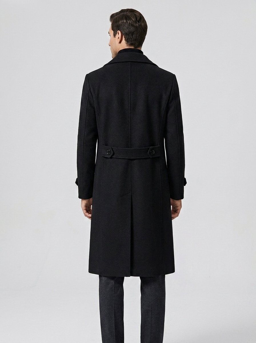 Men's Classic Wool Double Breasted Trench Coat
